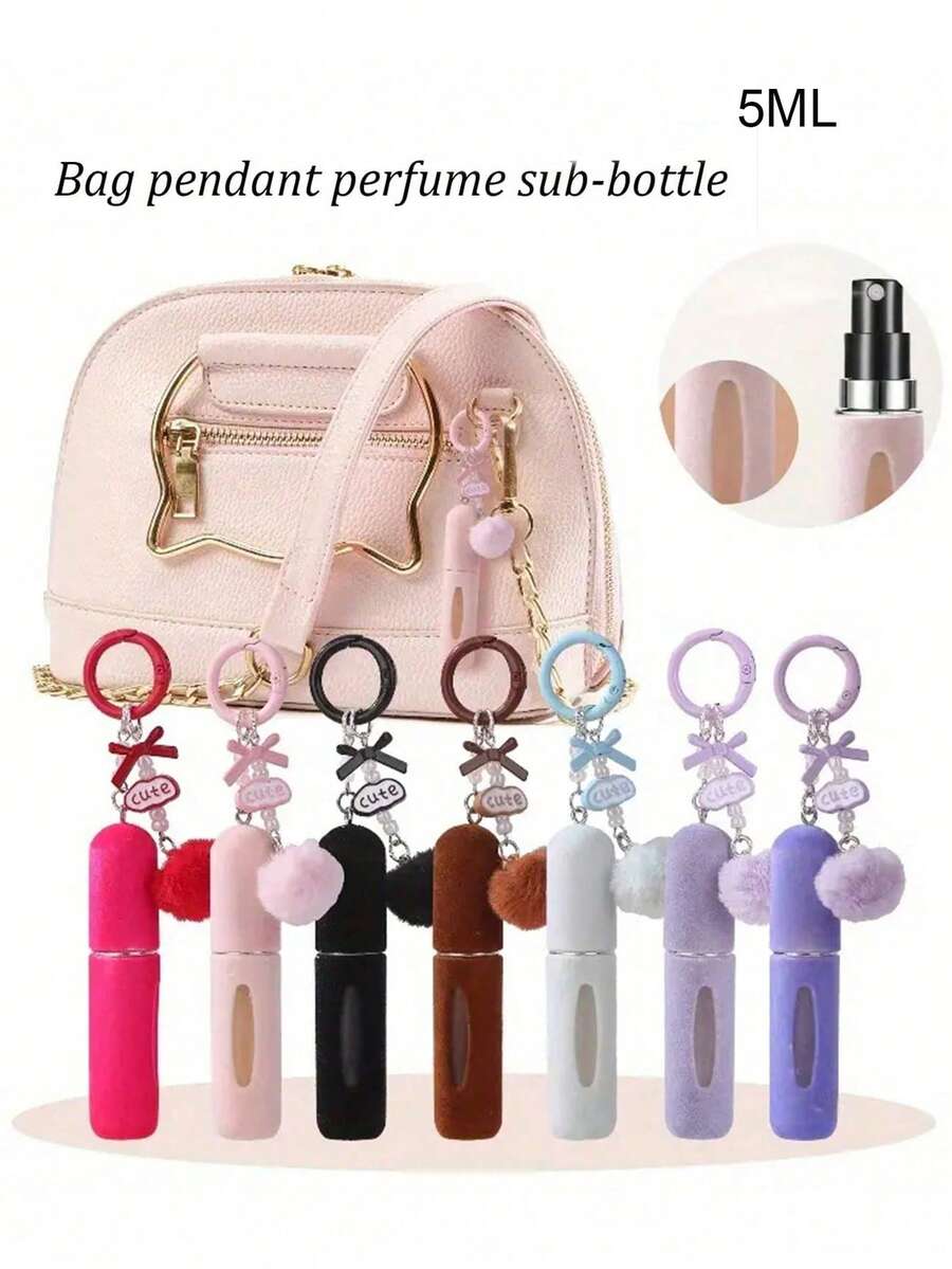 2pcs/1pc 5ml Plush Hanging Perfume Bottle With Transparent Window - Cute Portable Refillable Perfume Dispenser, Suitable For Bags, Adorable Keychain Design, Travel-Friendly, Refillable Perfume, Keychain Accessory, Soft Texture, Bottom Direct Charge High-End Spray Bottle, Gift For Girls, Valentine's Day Gift, Mother's Day Gift, Adult Gift - Multicolor - View 1