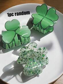 3个装圣帕特里克节闪亮四叶草发夹，适合女性和女孩，绿色四叶草醋酸纤维发夹，小巧发夹，可爱圣帕特里克节女孩发饰，女士发夹，时尚发夹 - 彩色 - 查看 9