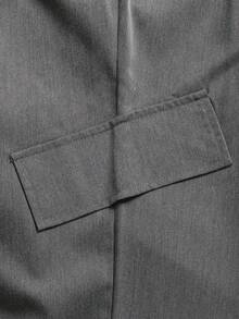 Men's Grey Wide Leg Cargo Pants, Streetwear Style - Dark Grey - View 7