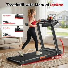 UMAY 4-In-1 Treadmill With 10% Incline, Portable Treadmills For Home With Handle, Foldable Treadmills For Home And Office, 300 Lbs Weight Capacity, Three Touch Screen - View 6