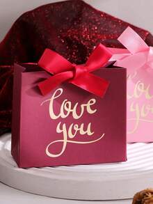 10pcs Modern Letter Pattern Paper Gift Boxes, Suitable For Parties And Valentine's Day - Multicolor - View 3