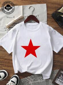 Women's Summer Vintage Graphic Tee 1978 Red Star Print Short Sleeve T - Shirt Casual Streetwear Loose Fit Crew Neck Top  Retro Letter Printed Comfortable Cotton Blend Tshirt For Daily Wear & Outfits - 白色 - 查看 1
