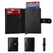 CYPNCartera Tarjetero Hombre de Cuero con Bloqueo RFID Porta Tarjetas de Crédito de Aluminio Pop-up Minimalista Regalos para /SimpleFashion - 227272484 - Ver 3