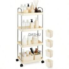 Carrito Organizador, Carrito Auxiliar de 4 Niveles, Organizador con Ruedas con 4 Cestas Colgantes, Organizador para Sala, Cocina, Oficina,Baño (4 Niveles) - por defecto - Ver 1