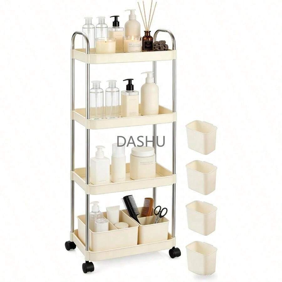 Carrito Organizador, Carrito Auxiliar de 4 Niveles, Organizador con Ruedas con 4 Cestas Colgantes, Organizador para Sala, Cocina, Oficina,Baño (4 Niveles) - por defecto - Ver 1