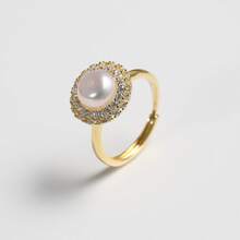 Da'ra 7-8mm Cultured Freshwater Pearl Adjustable Ring, 925 Sterling Silver Sunflower Ring Setting, Lustrous Pearl And Intricate Silver Petals Capture The Radiance Of Spring. Order Includes A Custom Gift Box. - YJ4695001 - View 5