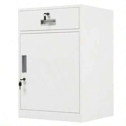 デスクワゴン サイドワゴン オフィスワゴン 完成品 キャビネット 書庫 スチール製 机下収納 袖机 可動棚 スリム ロッカー 鍵付き 引き出し付き 収納 オフィス 事務所 会社 店舗 病院 学校 更衣室 業務用ホワイト