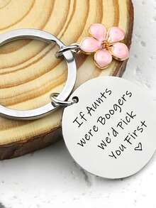 1pc Aunt Keychain, Ideal Gift For Family, Keyring Pendant, Bag Charm - Multicolor - View 2