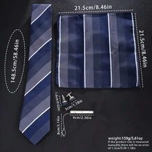 6件套男士轻便休闲钱包+优雅领带套装，情人节、生日、父亲节送给他的完美礼物 - 黑色 - 查看 3