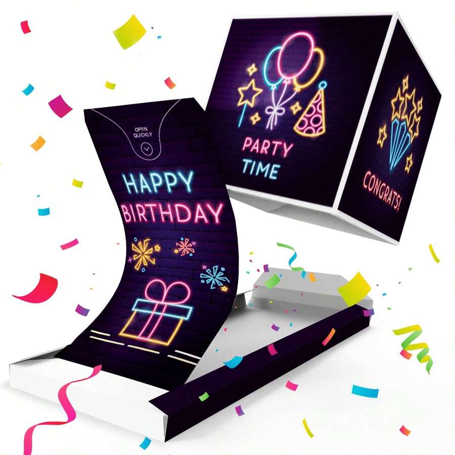 Surprise Exploding Box, Colorful Confetti Surprise Gift Box, Suitable For Adults And Children - Black - View 1