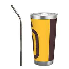 304 Stainless Steel Double Silver Edge Vacuum Insulated Drum 340g - Reusable Travel Cup With Stainless Steel Straw - This Is A Stainless Steel Water Cup About The San Diego Baseball Padres  Theme - Leak Proof, Sweat Proof, Can Maintain Hot And Cold Temperatures For Hours, Frees Of Bisphenol A, Suitable For Car Cup Holders, Very Suitable For Match Days, Sports Events, Commuting, Office Rest And Outdoor Activities, Durable Double Wall Structure Fashionable Fan Gift - Silver - View 1