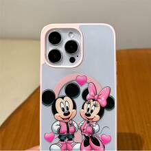 Disney.‌ Mickey And Minnie Patterned Phone Case With Hearts And Playful Designs. Compatible With IPhone 17, 16, 15, 14, 13, 12, And 11 Pro Models. Made Of TPU, Featuring Shockproof Protection. A Perfect Gift For Family, Friends, Birthdays, Valentine's Day, And Holidays. - Hồng - Xem 4