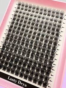 192片D型卷翘簇状假睫毛，柔软自然，10-16毫米混合型自然睫毛嫁接浓密单根睫毛簇，日常造型美睫工具，睫毛簇，单根睫毛，假睫毛