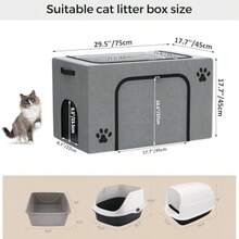 Caja de arena para gatos con cama para gatos; bandeja de arena oculta en sala de estar recámara esquina; baño para gatos se adapta a la mayoría de cajas de arena; caja de arena grande para gatos - Gris - Ver 7