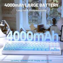 ATTACK SHARK Tri-Mode Wireless Keyboard Bluetooth Dual + 2.4G + Wired, 87 Keys Tenkeyless, PBT Gradient Keycaps, 26-Key Anti-Ghosting, 4000mAh Rechargeable Battery, RGB Backlit, Quiet Silicone Linear Feel, Detachable Cable, For Windows - Multicolor - View 6