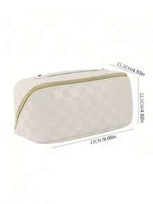 1pc PU Leather Travel Makeup Bag, Cosmetic Storage Pouch, Toiletry Organizer Bag For Skincare, Makeup, Brushes, Powder, Lipstick, Suitable For Beach, School, Bathroom, Holidays, Valentine's Day, Christmas Gifts For Mom, Family, Friends, Students, Essential For Autumn Travel - Brown - View 9