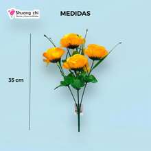 Ramo de Rosas Artificiales de Seda (5 Cabezales) 33cm - Bouquet Decorativo Con Follaje - Blanco - Ver 5