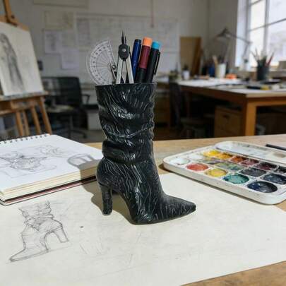 1pc Creative High Heel Shaped Pen Holder Decor, Ins Style Home Desktop Storage Organizer, Office Desk Ornament