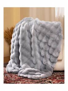 Ultra Soft Cozy Faux Fur Throw Blanket, Fuzzy Plush Thick Bubble Blanket, Oversize Luxury Fluffy Blanket For Couch, Bed, And Living Room, 60x80 Inches, Light Grey,40008326 - 淺灰色 - 查看 5