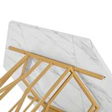 Modern Hexagonal Marble Coffee Table With Black Metal Branch-Shaped Base, Featuring A Clean Design, Ideal For The Dining Room And Living Room. - 金色 - 查看 11