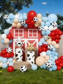 Bộ 115 bóng bay trang trí chủ đề nông trại, bao gồm bóng bay cao su họa tiết bò màu xanh và đỏ, thích hợp cho tiệc sinh nhật, cuộc thi cao bồi, tiệc cao bồi miền Tây, trang trí tiệc mừng em bé, trang trí chuồng trại và động vật. - Nhiều màu - Xem 10