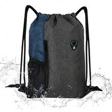 CYPNMochila deportiva con cordón mochila impermeable de tela Oxford con bolsillo de malla para botella de agua y orificio para auriculares para estudiantes hombres y mujeres rojoFashion - 219614129 - Ver 2