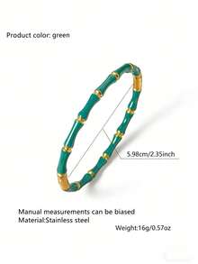 VceTd 1件装不锈钢手链，浪漫法式风格，彩色珐琅竹结设计，适合女性日常佩戴，或作为情人节礼物送给爱人。 - 竹系列 - 查看 14