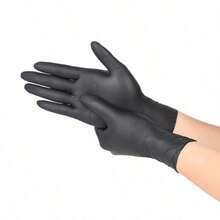100/20 PCS, Black Nitrile Gloves, Durable And Waterproof, Ideal For Bathroom Cleaning, Tattooing, Outdoor Car Washing, Kitchen Cleanup, And Hair Salons. Non-Medical Hand Gloves. Valentine' S Gift,Gift For Her/Him/Couples/Teen Girls/Room Decor Lovers - 黑色 - 查看 5