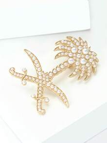 Luxury Pearl Saudi Arabia National Emblem Brooches - Creative Pins For Women Unisex Casual Party Jewelry Accessories / Friends Gifts Badges Decoration - Saudi Arabian Coat Of Arms - View 5