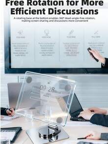 360° Rotation Tablet Stand For IPad, Adjustable Foldable Tablet Holder, Alloy+Acrylic Stand Compatible With IPad Pro/Air/ Mini - Clear - View 10