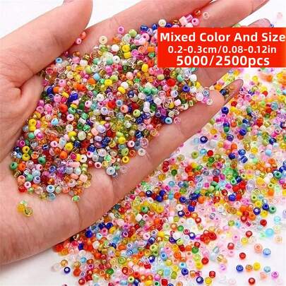 Yiwu Qiyou Accessories Co., LTD 5000/2500pcs 2-3mm Random Color And Size,Mixed Color Glass, Mini Czech Pearl Jewelry Making, DIY Bracelets, Necklaces, Handicrafts ﻿