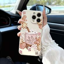 Beige Phone Case With Christmas Warm Style, Realistic Artwork Featuring Gingerbread For Man, Hot Cocoa, And "Baby It's COLD Outside" Text Design, Exquisite Detail, For IPhone 6/7/8/X/XS/XR/XS Max/11/12/13/14/15/16/17 Pro Max. Full Protection, Stylish,Suitable For IPhone17 Air - 白色 - 查看 4