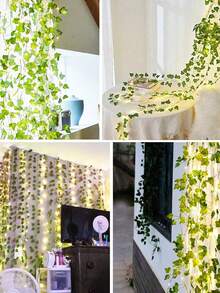 2/3M Artificial Ivy Leaf Vine Copper Wire Lights, Green Leaves With Copper Wire LED Decorative String Lights, Battery Powered, Suitable For Indoor Wall Decor, Bedroom Decor, Yard Decor, Creating Spring Ambiance - Green - View 9
