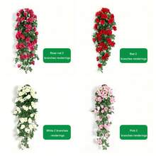 2/1 pièce Vigne de rose artificielle, guirlande de rose suspendue, panier floral factice, fleurs en plastique d'extérieur, décoration de maison, entretien facile, parfait pour les fêtes, les jardins, les mariages, sans pile ni contenant | Décoration d'extérieur | Décoration de fenêtre | Panier suspendu en plastique sans entretien, décoration de jardin, affichage de couleurs éclatantes - Multicolore - Voir 10