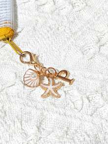 1pc Bohemian Style Gold Letter Keychain With Shell And Starfish Decoration, A-Z Letter Options, Suitable For Holiday And Beach Themes - Multicolor - View 36