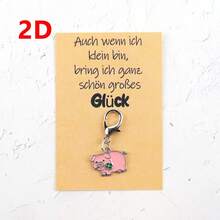 1pc/5pcs Creative German Lucky Pig & Four-Leaf Clover Keychains - Pink Piglet Charm With German Good Luck Phrases, Lobster Clasp, Irish Luck Accessory