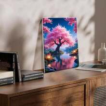 JOOZ Paint By Numbers Kit For Adults With Easel Cherry Blossom Tree Paint By Number With Frame Lake Scenery Adult Paint By Number Kits Oil Painting By Numbers For Gift Home Wall Decor 8x12 Inch - ColorD - View 4