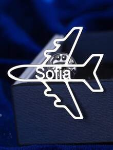 Customized Personalized Airplane Badge - Custom Name/Initial/Text, Aviation Pin Brooch, Suitable For Pilots, Crew Members And Travelers, Flight Number/Call Sign Holiday Gift - Multicolor - View 6