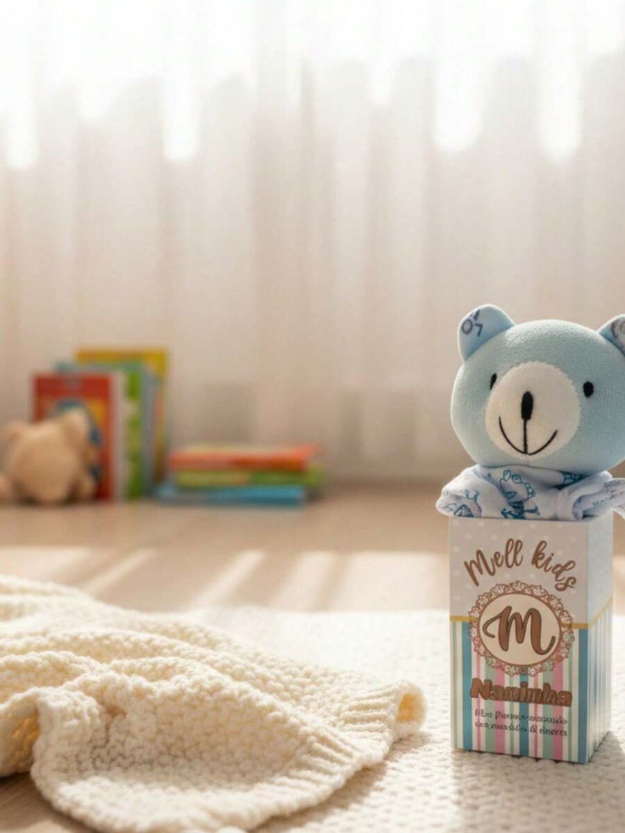 Baby Blanket With Lion Plush Toy And Green Microsoft Lining. - 藍寶寶 - 查看 1