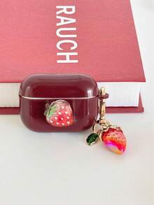 Strawberry Painted Wine Red Bluetooth Earphone Case Compatible With AirPod Case, Headphones, Pro 3 Case, Pro (2nd Generation), 3, Pro, 1/2, 4 Case Cover - Multicolor - View 6