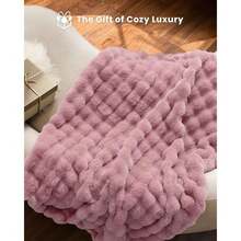 Ultra Soft Cozy Faux Fur Throw Blanket, Fuzzy Plush Thick Bubble Blanket, Oversize Luxury Fluffy Blanket For Couch, Bed, And Living Room, 60x80 Inches, Pink,40008332 - 粉色 - 查看 6