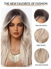 20 Inch Elegant Sexy Curly Wig, Tangle-Free Fiber, 150% Density, Rose Net Cap, Full Head Synthetic Wig, Suitable For All - Ombre - View 5