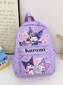 SANRIO Mochila Fofa de Jardim de Infância - Bolsa de Ombro de Moda Feminina com Estampa de Desenho Animado, Mochila Escolar Leve de Grande Capacidade, Tecido Inodoro, Costura Reforçada, Compartimentos de Armazenamento Científicos, Adequada para Lazer, Viagens, Atividades ao Ar Livre e Uso Diário, Fivela de Peito Antiderrapante e Design Reflexivo para Segurança e Conforto - Multicolorido - Visão 9