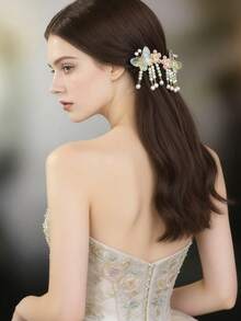 2pcs Cute Sweet Bow Hairclips With Tassel, Suitable For Bride And Bridesmaid Headpieces, New Butterfly Hair Clips Headpiece - Multicolor - View 2