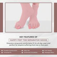 Happy Feet Toe Separator Alignment Socks - Comfortable Toe Separator Socks Massage Sock – Prevent Foot Cramp And Hammertoes - 淺粉紅色 - 查看 4