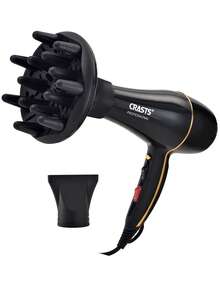 CRASTS Professional Hair Dryer & Straightener Set, High-Power Hair Dryer, Hair Stylist Salon Use, Hair Straightener, 2-In-1 Styling Set, Hair Dryer & Straightener Gift Set - Black - View 11