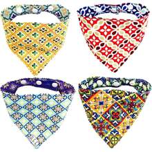 SET 4 BANDANAS XS para gato o perro miniatura doble vista 8 looks diferentes. Paliacates artesanales para mascotas, accesorios para cachorros y gatos de 20 a 28 cm. Regalo paquete 4 pañuelos. (Mosaico),40054504 - Naranja Quemada - Ver 5