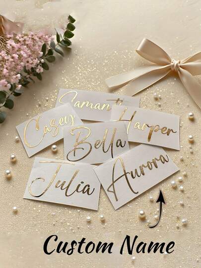 Customized Name Label Stickers, Name Stickers, DIY Gifts, Handwritten, Wedding Stickers, Gift Stickers. Customizable Holographic Name Stickers Suitable For Water Bottles, Lunch Boxes, Personal Items, Glass, Cups, Scrolls, Balloons, Calligraphy Stickers, Gift Box Decorations, Customized Glitter Name And Word Stickers, Autumn Home Decor, Christmas Decorations, Home Harmony, Office Decor