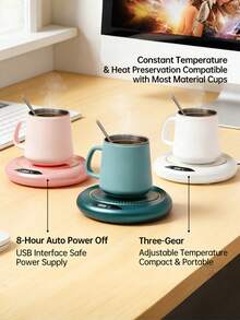 Posavasos calentado por USB con diseño de rosa - Calentador de bebida a temperatura constante para café y té, se adapta a todas las tazas/tazas, calentador inteligente portátil para escritorio de oficina/camping al aire libre/picnic/cocina, esencial para otoño/invierno - Multicolor - Ver 3