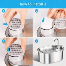 5个/10个装猫咪饮水机替换滤芯，适用于67盎司/2升和108盎司/3.2升不锈钢宠物饮水机 | 替换滤芯，易于安装和清洁，无需电池